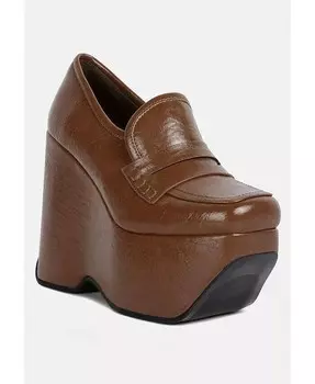 Женские лоферы на танкетке GILLIAM на высокой платформе Rag & Co, бежевый