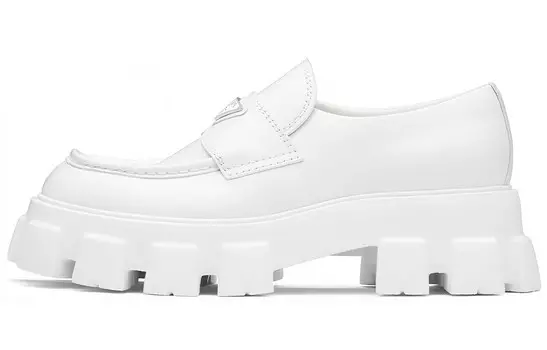 Женские лоферы Prada на платформе, белый