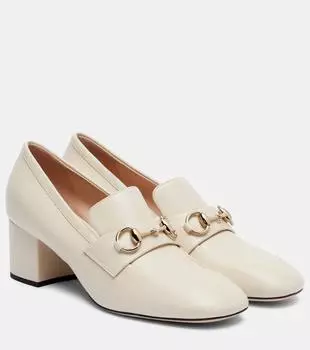 Женские лоферы с подковой из кожи Gucci, New Ivoire