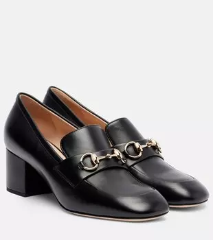Женские лоферы с подковой из кожи Gucci, черный