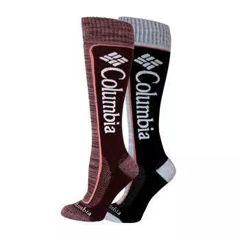 Женские лыжные носки до колена Columbia Thermolite, 2 пары цветных блоков, цвет Moonvista Black