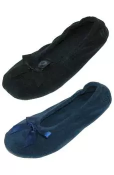 Женские махровые классические балетки (упаковка из 2 шт.) Isotoner, черный/темно-синий