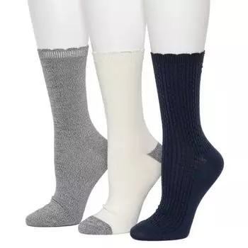 Женские махровые носки с рельефным узором, 3 пары, средней плотности Cuddl Duds, синий