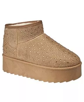 Женские махровые сапоги со стразами True Religion, коричневый