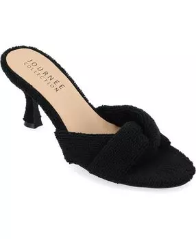 Женские махровые туфли Mannon на каблуке Journee Collection, черный