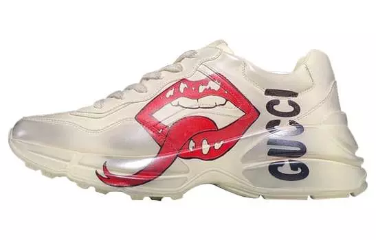 Кроссовки женские Gucci Rhyton с принтом, белый
