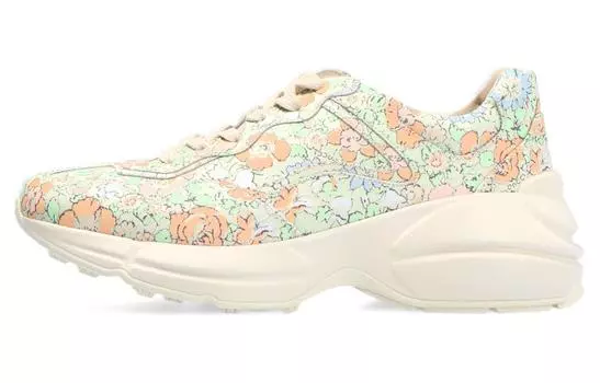 Кроссовки женские Gucci Rhyton, зеленый / персиковый