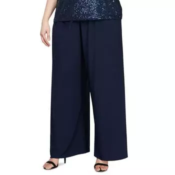 Женские матовые трикотажные брюки прямого покроя Plus Alex Evenings, темно-синий