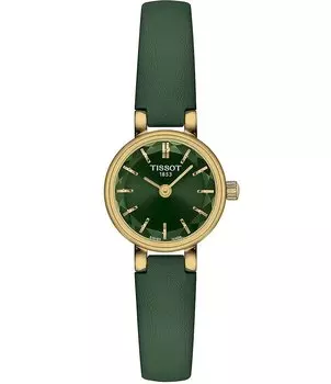 Женские милые кварцевые часы Tissot с аналоговым зеленым кожаным ремешком, зеленый