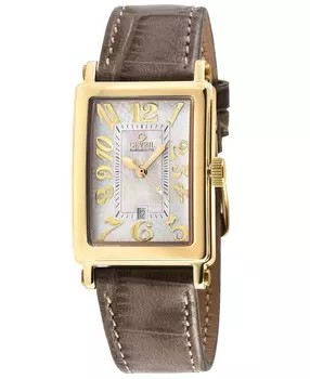 Женские мини-часы Avenue of Americas с швейцарским кварцевым коричневым итальянским кожаным ремешком, 25 мм x 32 мм Gevril, золотой