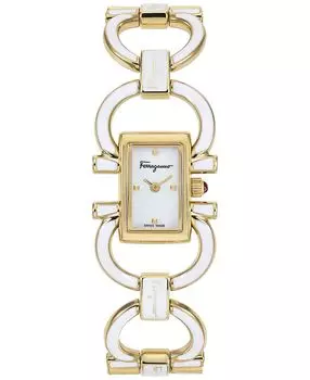 Женские мини-часы Salvatore Ferragamo Double Gancini с золотым ионным браслетом из нержавеющей стали, 14x21 мм