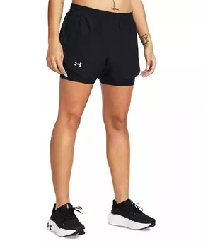 Женские многослойные шорты Fly By 2-в-1 Under Armour, черный