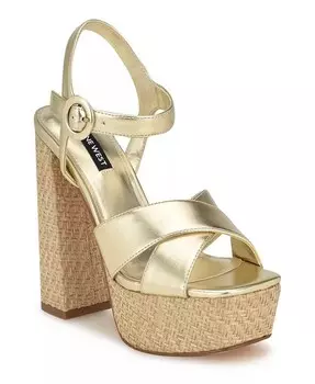 Женские модельные босоножки с открытым носком на блочном каблуке Vallen Nine West, золото