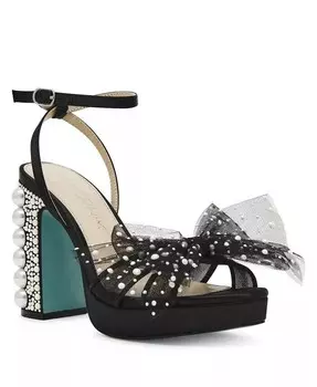 Женские модельные сандалии Lulu с сетчатым бантом на блочном каблуке Betsey Johnson, черный