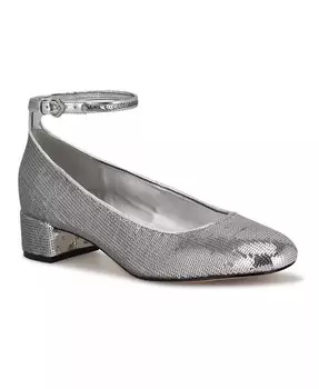 Женские модельные туфли Amaize на блочном каблуке с ремешком на щиколотке Nine West, серебро