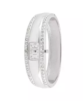 Женские модные часы-браслет с серебристым покрытием и кристаллами Peugeot, серебряный