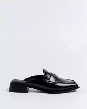 Женские мокасины на плоской подошве с ремешком и квадратным носком Mim, чёрный