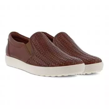 Женские мокасины Slip-On Weave цвета коньяка ECCO