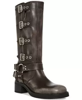 Женские мотоботы Brocks до середины икры с пряжками Steve Madden, цвет Black Distressed