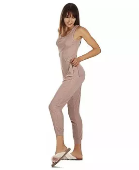 Женские мягкие леггинсы комфортной вязки в рубчик с напуском MeMoi, розовый