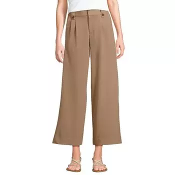 Женские мягкие укороченные брюки с высокой посадкой и широкими штанинами Lands' End, цвет rich camel