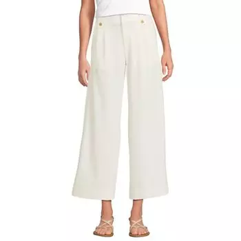 Женские мягкие укороченные брюки с высокой посадкой и широкими штанинами Lands' End, белый