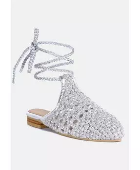 Женские мюли BARTSI на плоской подошве с завязками ручной работы Rag & Co, серебро