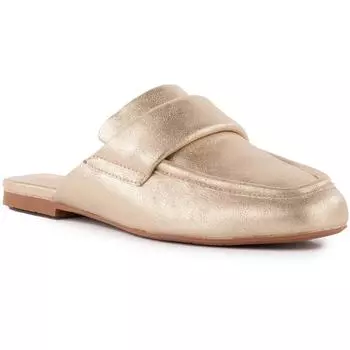 Женские мюли Brunch Date из искусственной кожи с металлическим эффектом BC Footwear, цвет gold distressed vegan leather