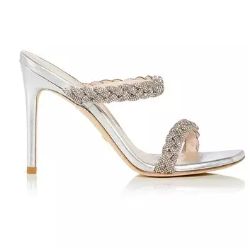 Женские нарядные туфли без каблука Addison Stuart Weitzman, серебро