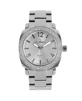 Женские наручные часы Boyfriend с кристаллами на безеле, 40 мм, серебристые Peugeot, серебряный