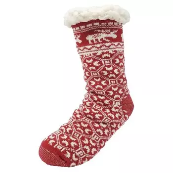 Женские нескользящие носки-тапочки из искусственной овчины GaaHuu Moose, красный