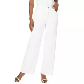 Женские невидимые эластичные джинсы больших размеров Roaman Iconic с широкими штанинами Roaman's, цвет White Denim