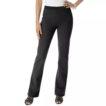 Женские невидимые эластичные джинсы Roaman's больших размеров на весь день Bootcut, цвет Black Denim