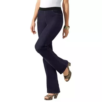 Женские невидимые эластичные джинсы Roaman's больших размеров на весь день Bootcut, цвет Indigo Wash