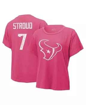 Женские нитки C . Розовая футболка с рисунком и номером Stroud Houston Texans Majestic, розовый