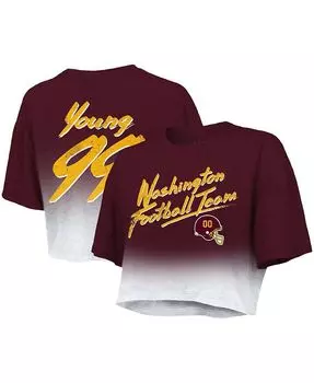 Женские нитки Chase Young Burgundy, White Washington Football Team Укороченная футболка с именем и номером игрока Tri-Blend Majestic, красный