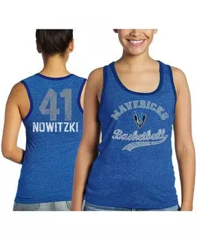 Женские нитки Dirk Nowitzki Royal Dallas Mavericks, имя и номер, майка Tri-Blend Majestic, синий