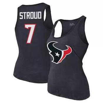 Женские нитки Majestic C. Темно-синяя майка Stroud Houston Texans с именем и номером Tri-Blend Majestic Threads, цвет Txs Navy