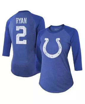 Женские нитки Matt Ryan Royal Indianapolis Colts Имя и номер игрока Футболка реглан с рукавами 3/4 Majestic