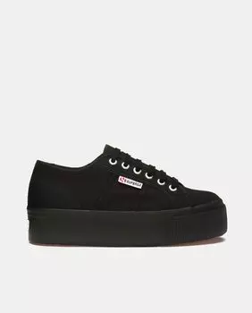 Женские низкие кеды-шлемы из парусины с логотипом и платформой Superga, черный