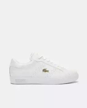 Женские низкие кожаные кроссовки Powercourt 2.0 в форме шлема Lacoste, белый