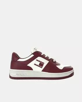 Женские низкие кожаные кроссовки в форме корзины с логотипом и резиновой подошвой Tommy Jeans, бордо