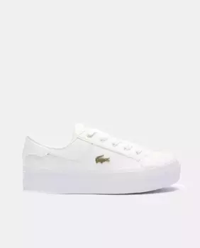Женские низкие кожаные кроссовки Ziane Platform в форме шлема Lacoste, белый