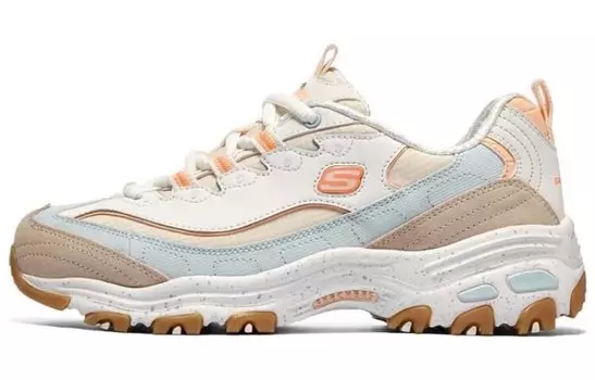 Женские низкие кроссовки DLITES Chunky бежевого/оранжевого цвета Skechers