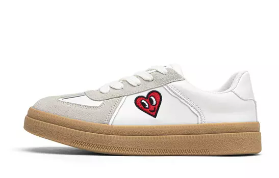 Женские низкие кроссовки для скейтбординга Charles Jang's Happy Heart X Semir, цвет White Gray