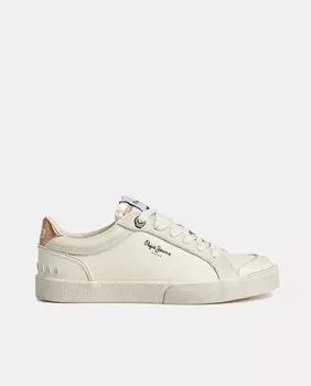 Женские низкие кроссовки Kenton Vintage с логотипом и контрастными деталями Pepe Jeans, белый