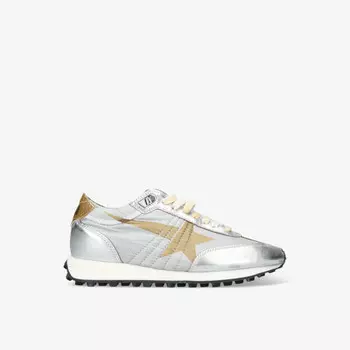 Женские низкие кроссовки marathon 70138 runner из кожи и сетки Golden Goose, серебряный