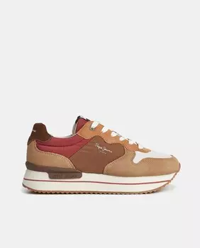Женские низкие кроссовки Rusper Queen с логотипом и платформой Pepe Jeans, бежевый