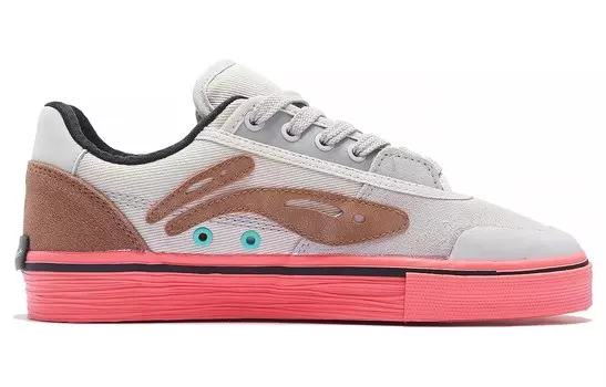Женские низкие кроссовки Steven Harrington X Skateboarding, светло-серые, темно-коричневые, флуоресцентные, огненно-красные Lining