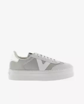 Женские низкие сетчатые кроссовки с платформой и замшевыми деталями в тон Victoria, серебряный